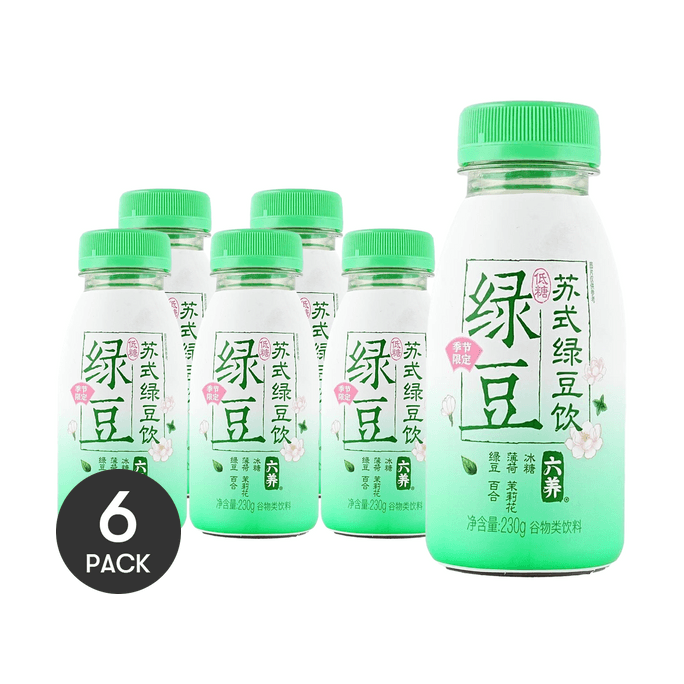 Su-Style Mung Bean Drink,Mint Jasmine Mung Bean Soup, 8.11 oz *6【6 Packs】【Low Fat  Low Sugar】【Seasonal Limited】