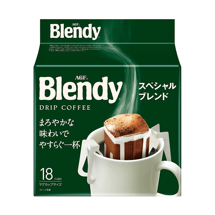 【日本直郵】AGF Blendy 掛耳滴落式咖啡 濃縮即溶黑咖啡 原味 醇香濃鬱 7g*18包