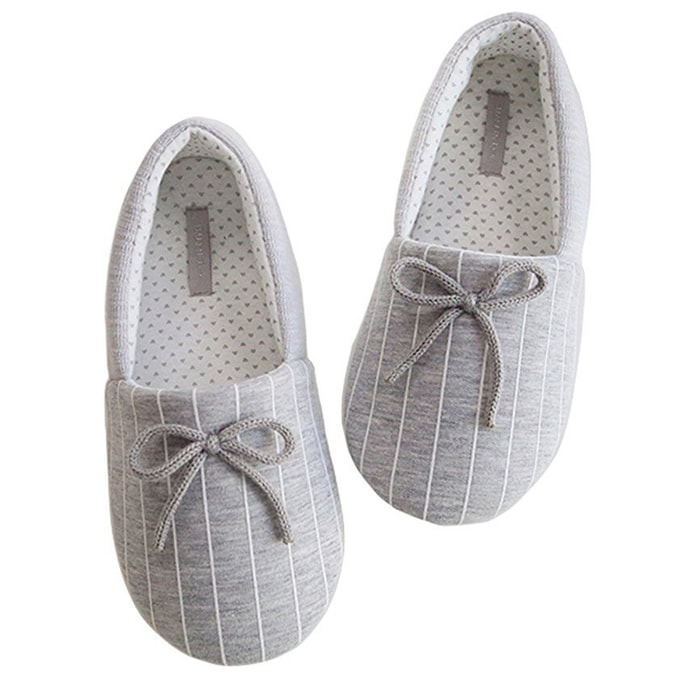 Comfortable Cozy Cotton Pinstripe Memory Foam House Slippers