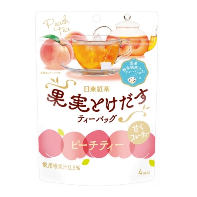 【日本直邮】日本日东红茶 新品发售 果汁茶包 方便 便携茶包  白桃红茶茶包  4个装