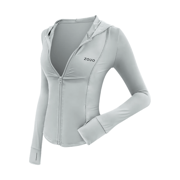 Slim Fit Sun Protection Clothing Ice-Cool Breathable Sunscreen Hooded Jacket Gray [M]