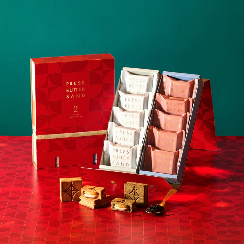 【日本直邮】 日本 press butter sand 期间限定 超人气网红饼干 两种口味黄油夹心饼干组合装 原味x奶茶 2盒装