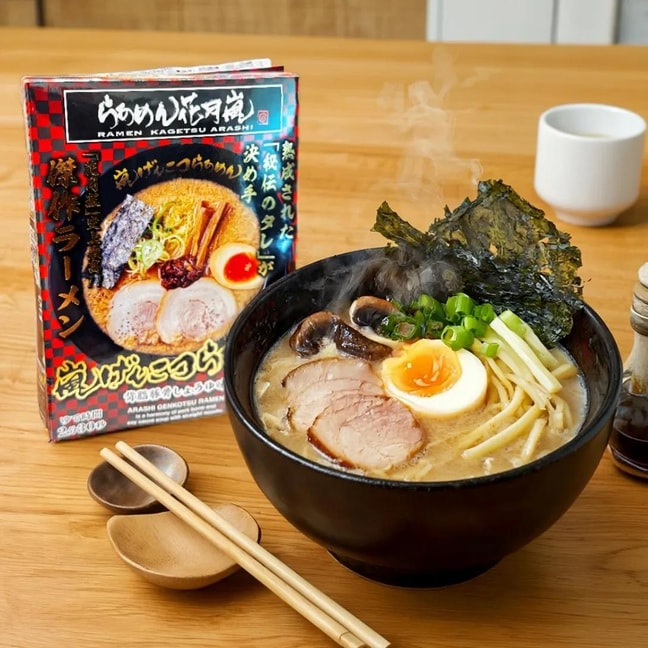 日本RAMEN KAGETSU ARASHI花月岚 即食拉面 浓厚豚骨背脂酱油味 4人份 524g【史上最强拉面】