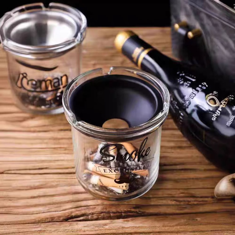 Trendy Glass Ashtray for Office - Prevents Ash Scatter, Instagrammable Design (1 PC) 4
