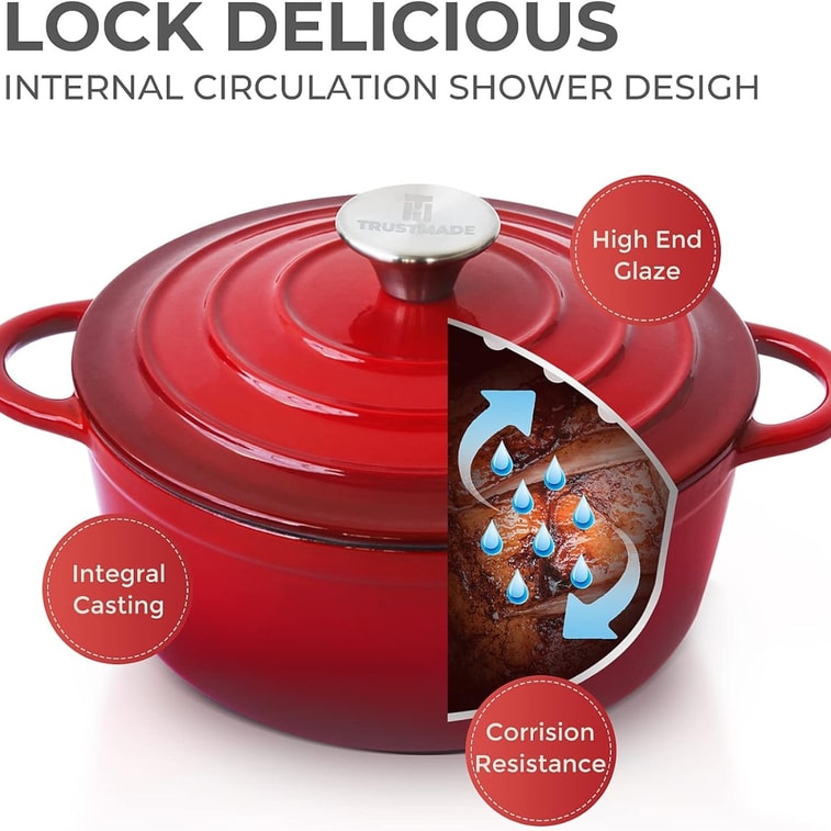 【中國直郵】 美國 New Brand 琺瑯鍋2誇脫紅色 6