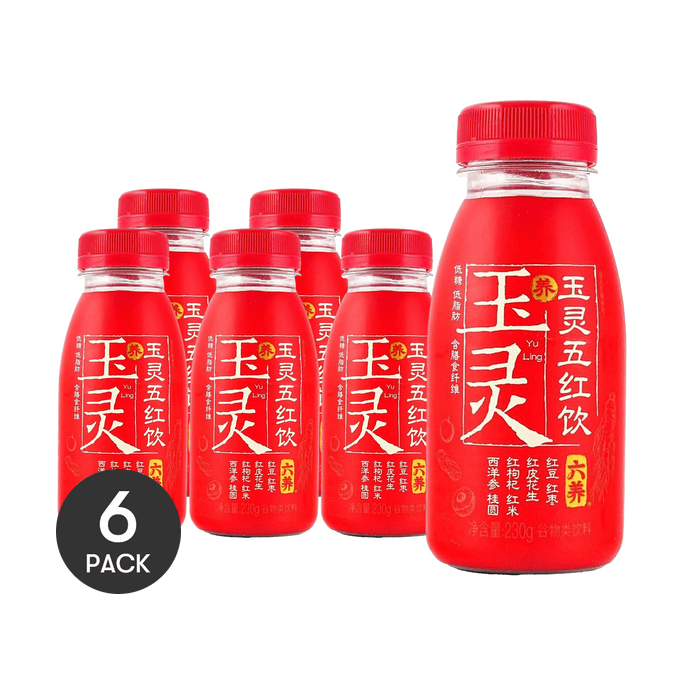 六養 玉靈五紅飲 穀物飲料 230g *6【6份超值裝】【營養五紅食材】【低糖低脂低卡】【中式養生飲】