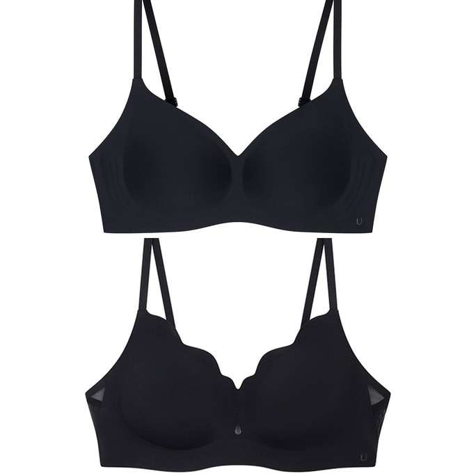 Wing Relief Soft Support Bra M &  Cool Petal Cup Sandwich Soft Support Back Hook Bra M+ BLACK