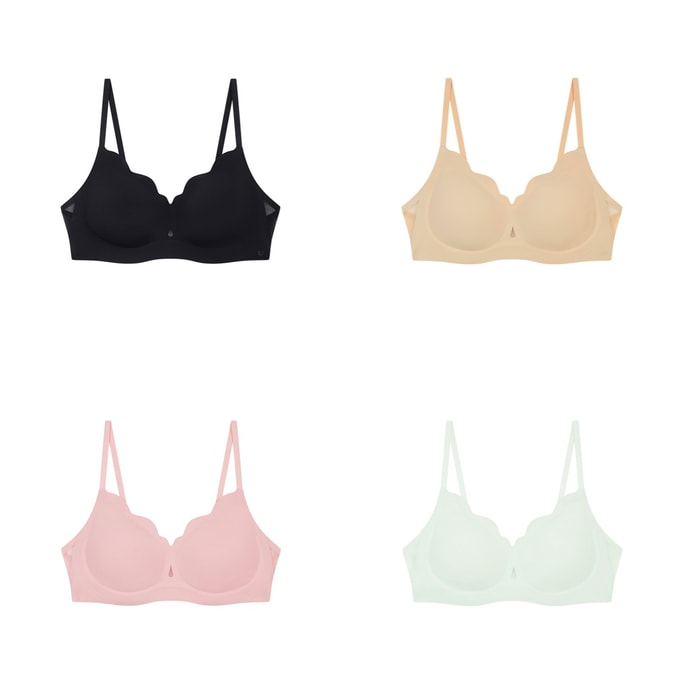 Ubras Cool Petal Cup Sandwich Soft Support Back Hook Bra 4-Color Set S+