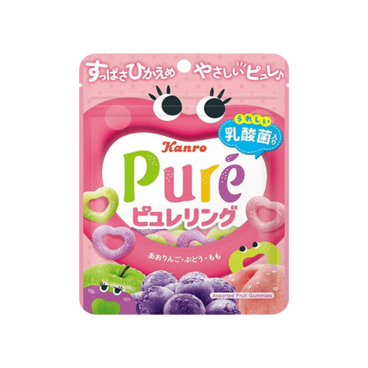 日本直送】カンロ ピュアフルーツグミ（カラフルリング、3種類の味