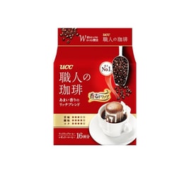 【日本からの直送】日本UCC コーヒーメーカー ドリップコーヒー 純ブラックコーヒー粉 砂糖不使用 すっきり コク深い 赤 7g*16袋