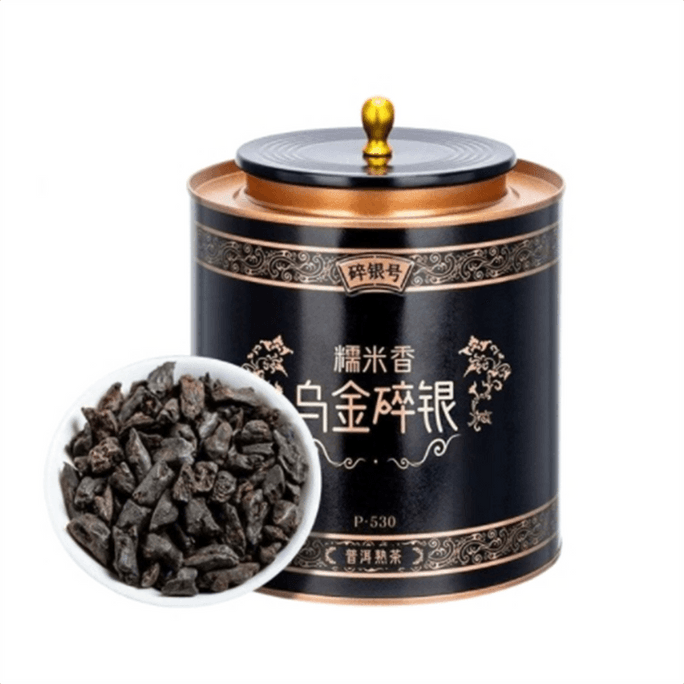 【中国直邮】 五虎 云南碎银子糯米香普洱茶 熟茶茶叶正品熟普洱化石黑茶 350g/罐