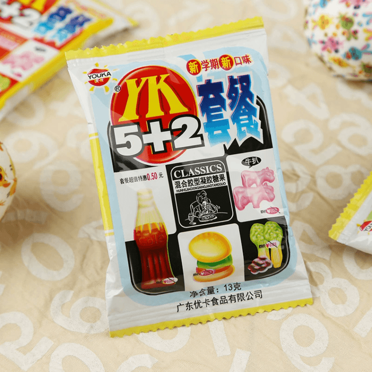 【中国直邮】 优卡 5+2套餐橡皮糖8090后小时候的怀旧小吃零食糖果QQ糖休闲食品 13g*3袋 3
