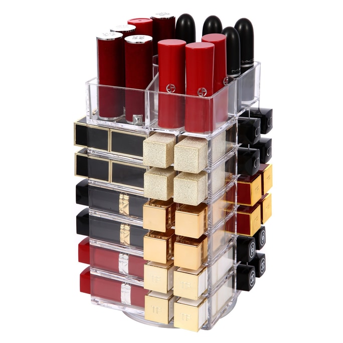 Premium Acrylic Rotating Cosmetic Lipsticks Tower Lipsticks Organizer 48+5 Slots