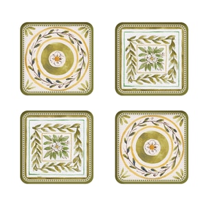 【中国直邮】 HSPM 新款多功能硬硅藻泥沥水方形吸水杯垫 小雏菊花砖A款*2+小雏菊花砖B款*2 4片装