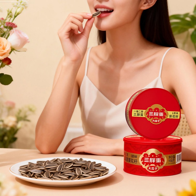 三胖蛋 【2罐超值装】原香怀旧瓜子炒货葵花籽休闲零食内蒙特产炒货葵花籽 108g*2【瓜子界爱马仕】坚果休闲零食过年聚会必备 6