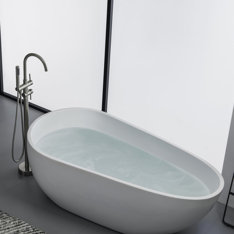 Double Handle Freestanding Tub Filler with Handshower 5