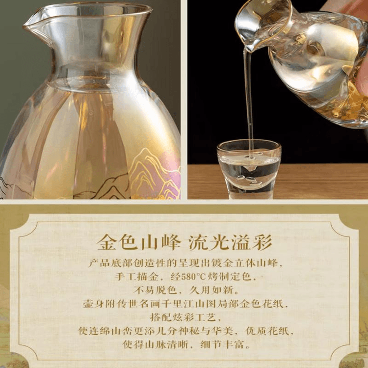 中国直邮】 故宫博物院千里江山四海升平酒县套装(一壶四杯)壶150ml杯
