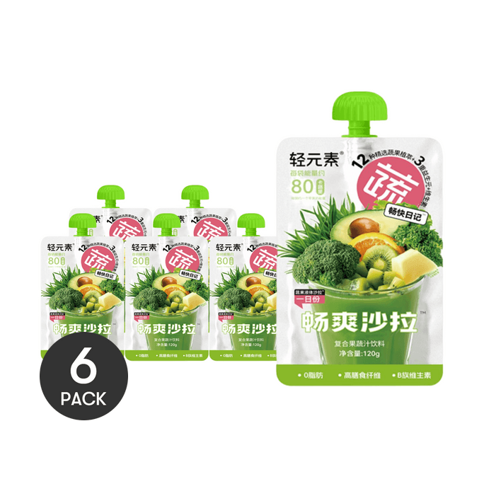 Refreshing Salad,Fruit And Vegetable Juice, Low Calorie 0 Fat 0 Sugar,4.23 oz*6【6 Packs】