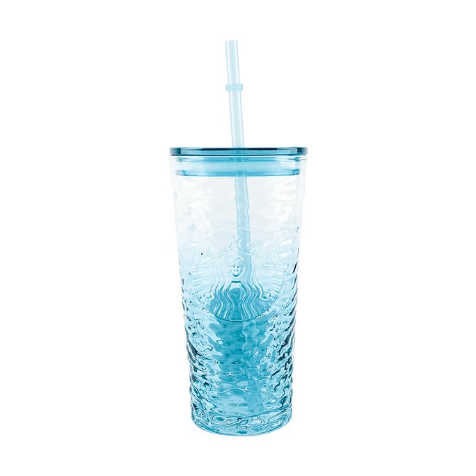 Summer Waterdrop Glass Coldcup with Straw 532ml