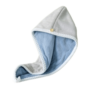 Double-Layer Coral Fleece Pineapple-Patterned Bath Cap for Women: Absorbent, Quick-Drying, Thickened Hair-Drying Cap for Washing and Wrapping Hair  Gray-Blue, 1-Pack