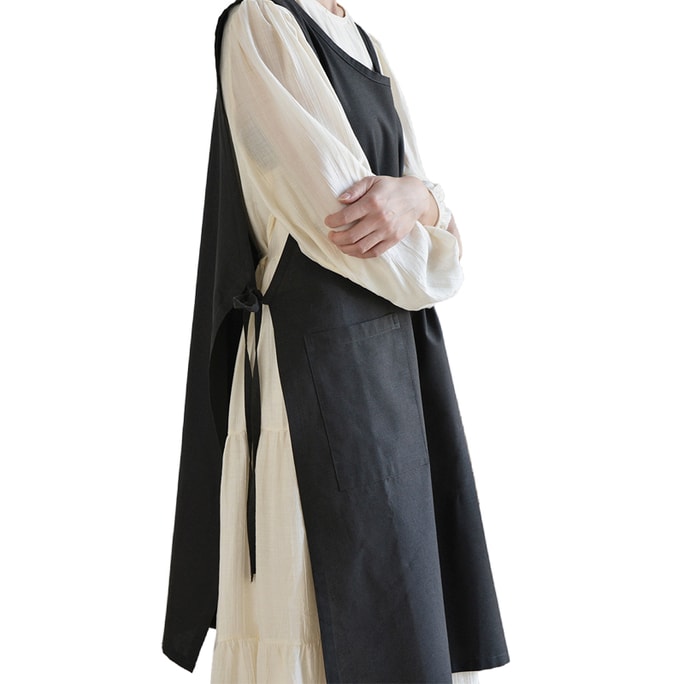 Waterproof Cotton Apron Kitchen Housework Waterproof Apron Black 1PC