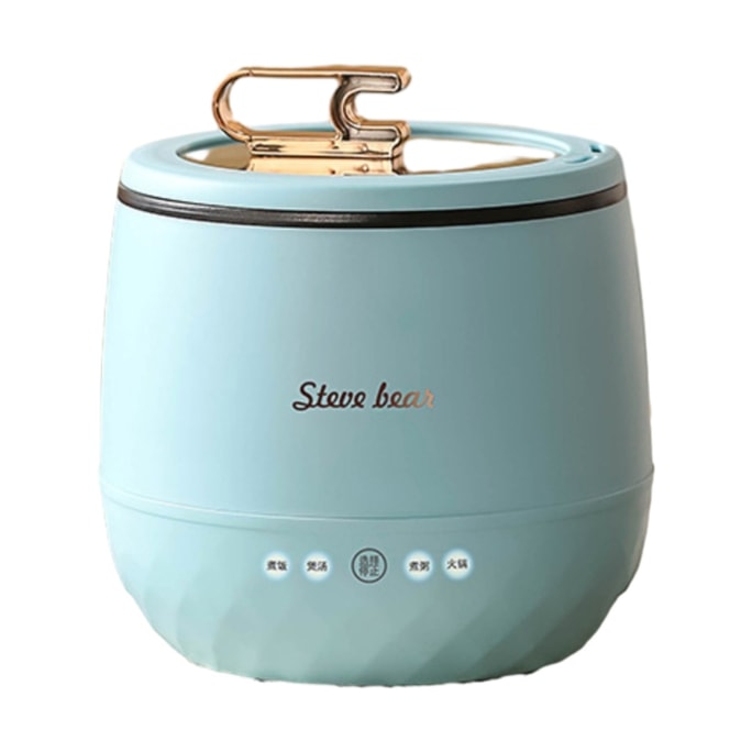 110V Mini multi-functional rice cooker for 1-2 people in the dormitory non-stick electric hot pot + steamer Blue 1.8L 1set