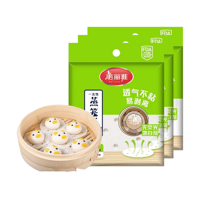 [중국 직배송] 메이리야 일회용 찜기용 종이 10cm*75매*3봉지