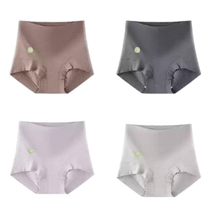 【中国直邮】 猫人 Miiow女士平角内裤高腰内裤 全棉 无痕收腹 8条装 棕色墨灰紫色浅灰各2条 L码