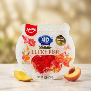 AMOS阿麦斯 4D金鱼造型 爆汁夹心软糖 橡皮糖 混合水果味 65g【抽签好运锦鲤糖果】