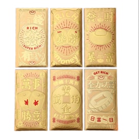 2026 Year Of the Horse Wealth Gold Pouch New Year/Weddings/Birthdays/Couples Red Packet Envelopes 6Pcs-1Pack