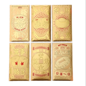 2026 Year Of the Horse Wealth Gold Pouch New Year/Weddings/Birthdays/Couples Red Packet Envelopes 6Pcs-1Pack