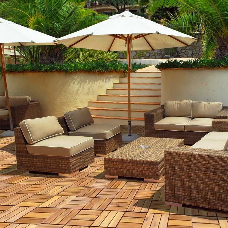 27 Pieces 12 X 12 Inch Acacia Wood Interlocking Patio Deck Tile 5