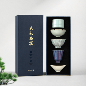 故宫文创 五大名窑茶具礼盒 陶瓷杯子套装 汝窑官窑哥窑钧窑定窑 1盒5杯  