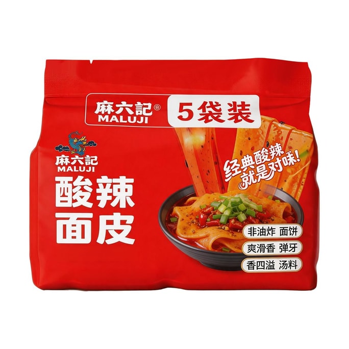 麻六记 酸辣面皮 5袋入 475g【非油炸面饼】【酸辣过瘾】