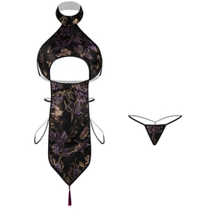 Fun Lingerie Sexy Beautiful Back Wearing Two Classical Cheongsams Black One Size