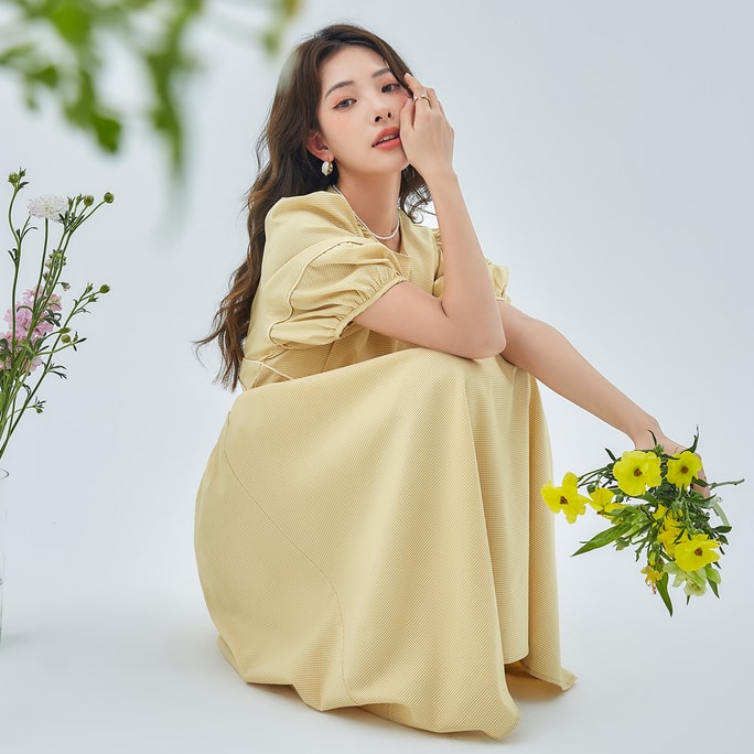 [중국발 다이렉트 메일] HSPM 뉴 프렌치 드레스 옐로우 S