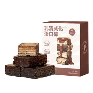ダークチョコレートホエイプロテインウエハースバー 9個/箱 | ヘルシーミール交換、濃厚ココア、100kcal未満の低カロリー