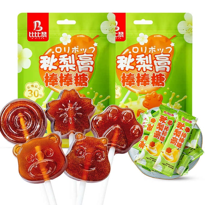 【健康解馋】比比赞 秋梨膏棒棒糖果120g硬糖儿童解馋小零食休闲食品小吃