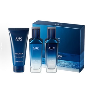 【香港直邮】 韩国 AHC 男士海洋焕能护肤套装 爽肤水140ml+乳液140ml+洁面乳120ml 深层补水保湿 控油清洁 收缩毛孔 剃须后舒缓 【五效合一】