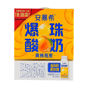 Anmuxi Popping Boba Ambient Greek Style Yogurt Yellow Peach and Oat Flavor, 7.05oz * 10 Pack, 70.55oz【Family Case Pack】