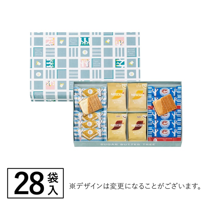 【日本直邮】 日本 砂糖奶油树 糖黄油树三明治和雀巢咖啡组合套装 3种28枚入