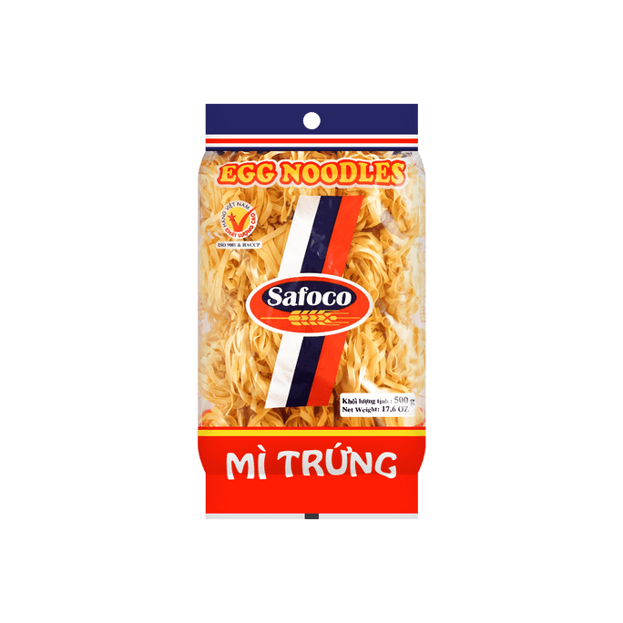 越南SAFOCO 粗雞蛋麵 扁乾麵 500g