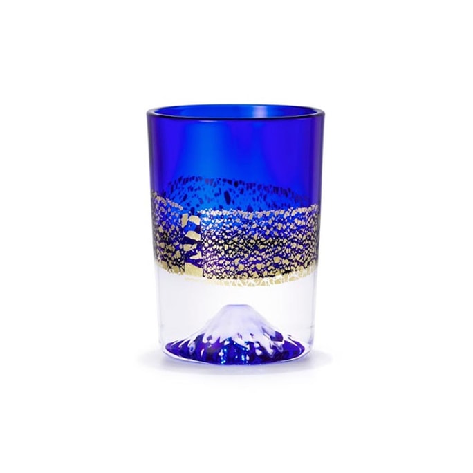 Tajima glass Handmade Mt. Fuji Gold Leaf Cup (Blue 2.9fl-oz) Made in Japan
