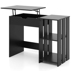39.5 Inch Space SavIng Computer Desk With Hidden Compartment And Open Storage Shelves-Black