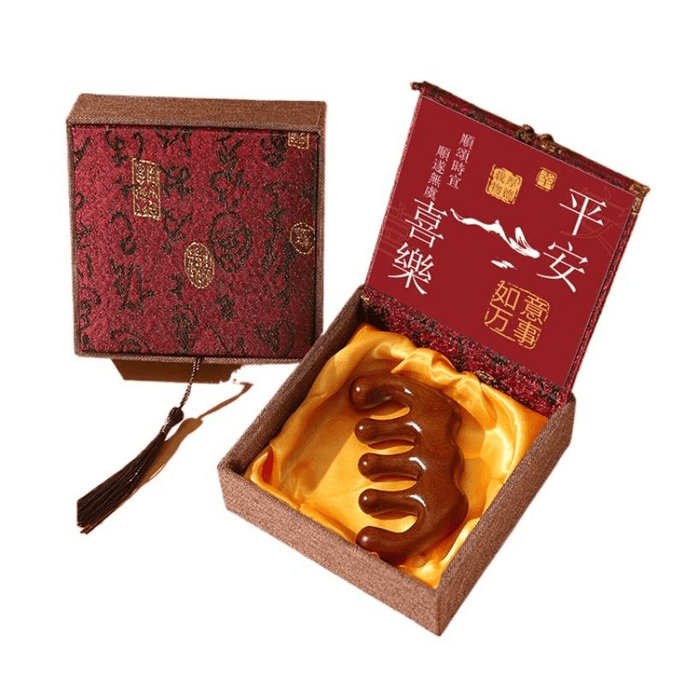 Sandalwood Meridian Massage Comb Chinese Style Gift For Foreigners Gold Sandalwood Comb 9.2*5.2cm