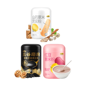 五谷磨房 山药薏米芡实粉+核桃芝麻黑豆粉+红豆薏米粉 546g*3 【返校季限定】【早餐组合】