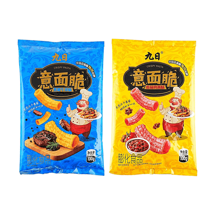 ブラックペッパーステーキ味クリスピーパスタ＋トマト味クリスピーパスタ 7.05 oz【2種2コンボパック】【サクサク＆香ばしい】