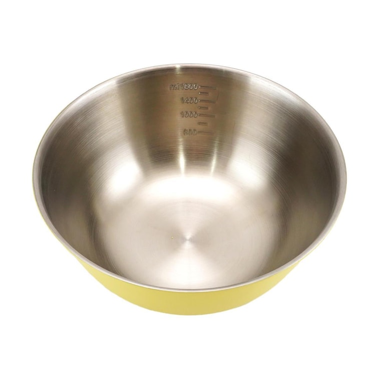 川岛屋 不锈钢沙拉碗 和面揉面打蛋碗 家用凉拌菜料理盆 水果色拉大碗 柠檬黄 22cm 4