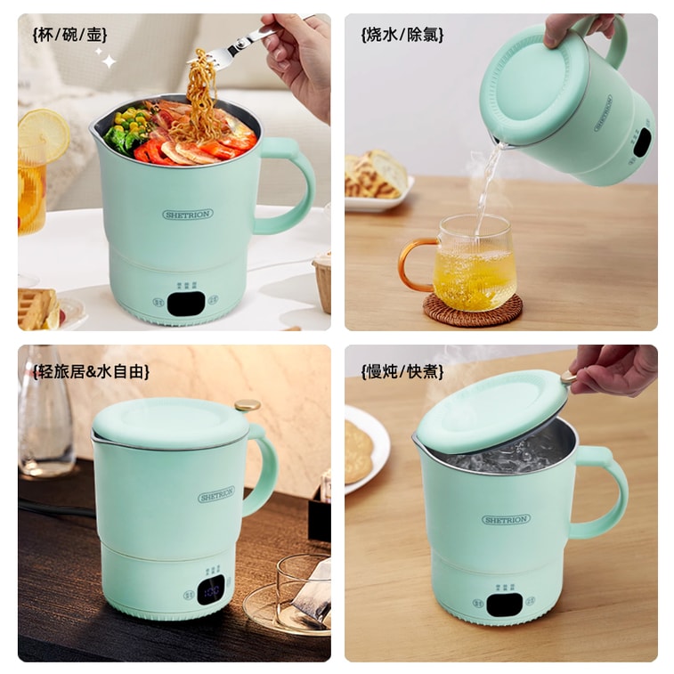 【North America】Stainless Steel Folding Kettle Portable Travel Business Trip Insulated Water Boiling Cup800ML 3