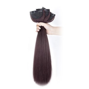 【中國直郵】 HSPM 假髮三片式長髮隱形無痕仿真女長直髮增發量自然蓬鬆接髮片貼片 深棕色直髮60cm 三片裝